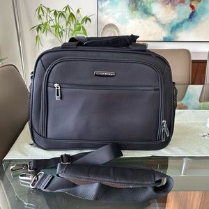 Like new Black Samsonite personal item under seater bag with shoulder strap